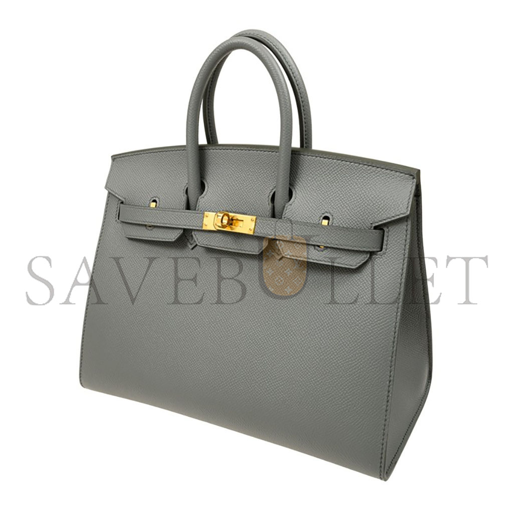 HERMES BIRKIN 25 EPSOM LEATHER ALMOND GREEN GOLD BUCKLE LUXURY BAG BK2563EPGPO (25*20*13cm)